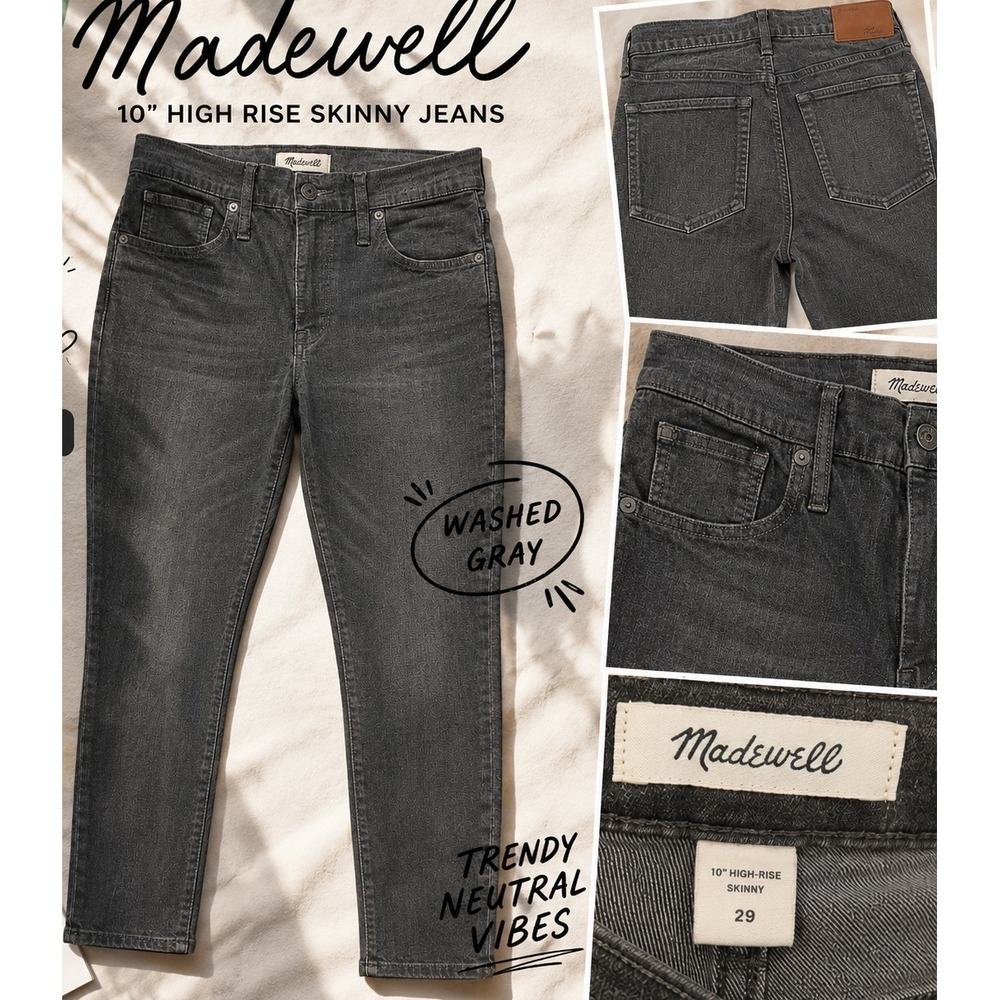 Madewell Women's High Rise Skinny Jeans Gray Washed Denim Stretch 5-Pocket